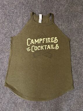 Campfires & Cocktails Olive Women's Tank Top size M